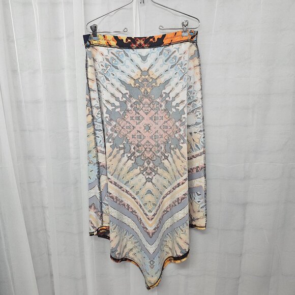 Orange Black Asymmetrical Midi Skirt Boho Western Hippie Festival M - Picture 4 of 8